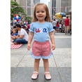 thumbnail image 4 of BemeyourBBs Kids Toddler Baby Girl 4th of July Outfit Patriot Independence Day Outfits Little Baby Girl Summer Clothes Ice Cream Embroidery Puff Short Sleeve T Shirt Tops and Plaid Shorts Set, 4 of 9