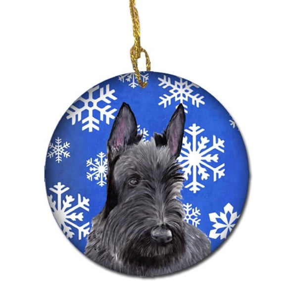 Scottish Terrier Winter Snowflakes Holiday Ceramic Ornament