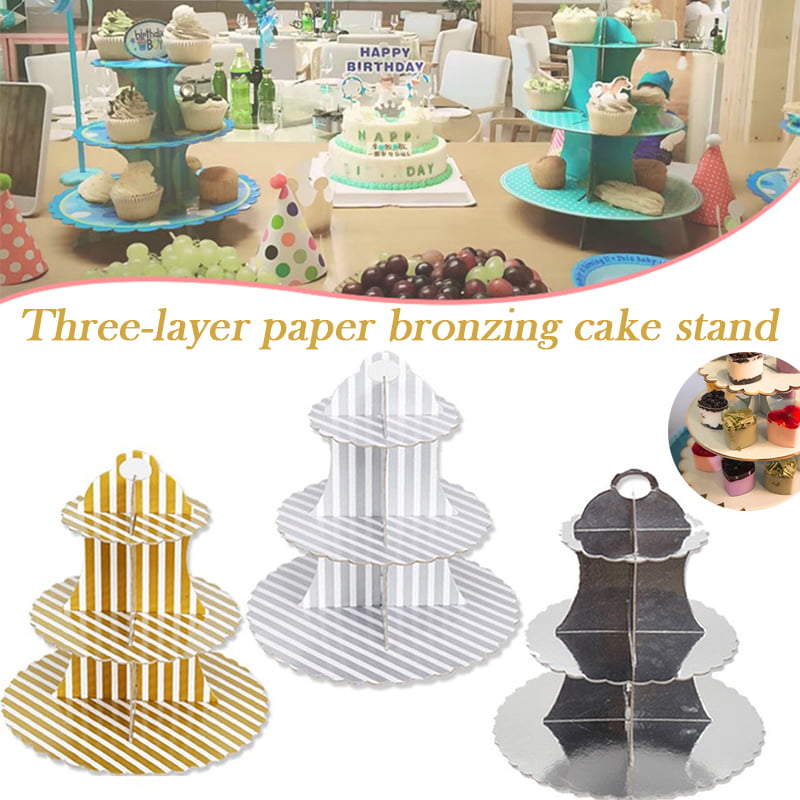 3 Tier Love Cardboard Cupcake Stand Plates Paper Wedding Birthday Party Decor 