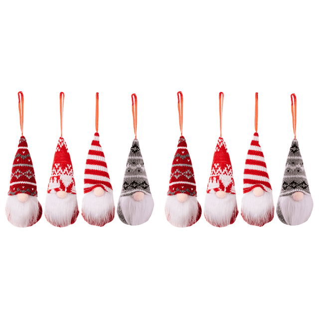 Muñeca de peluche Gonk Santa colgantes decoración del árbol de Navidad decoración del hogar rojo 4 piezas