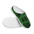 thumbnail image 3 of Daiia Natural Green Leaves Print Women’s Fuzzy Slippers Memory Foam Lightweight House Shoes Cozy Loafer Flannel House Shoes-42/43, 3 of 7