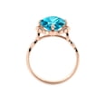 thumbnail image 4 of Aquamarine 1.25 ctw Ring with Diamonds 14K Rose Gold Flower Leaves Halo, 4 of 7