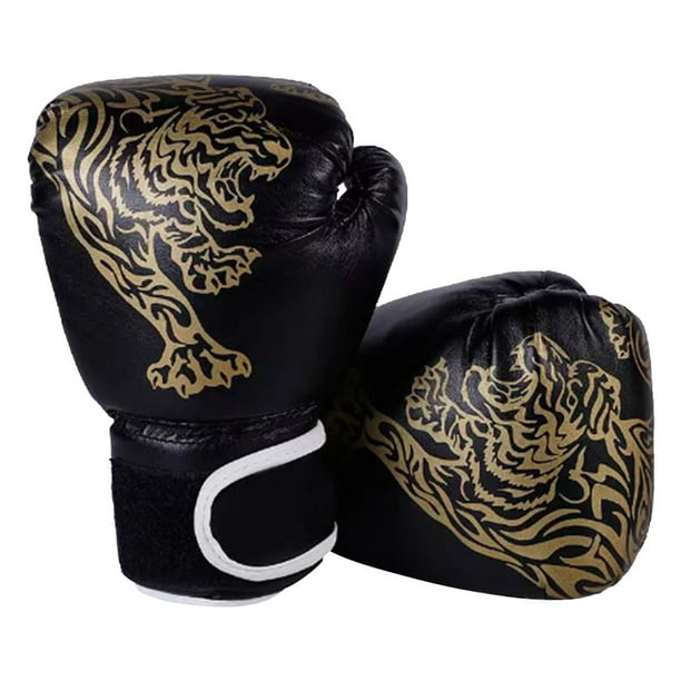 Guantes Boxeo para Adultos Kuymtek Guantes Boxeo negro para Adultos Tigre Con Patrón Dorado