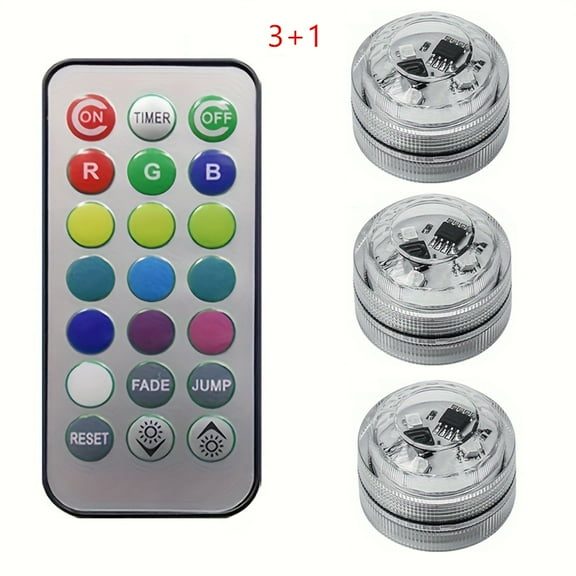 3pcs Wireless Adhesive LED Car Interior Ambient Light Remote Control Decor Auto Roof Foot Atmosphere Lamp Bicycle Tail Light