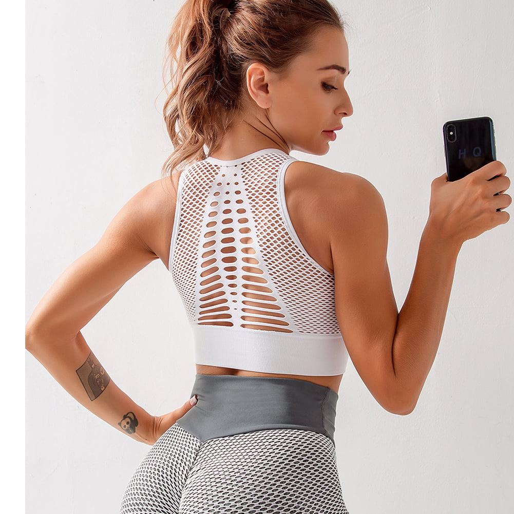 ✨New FREE PEOPLE Work Out Sculpt Racerback Mesh Crop Top Sports Bra Womens  Small