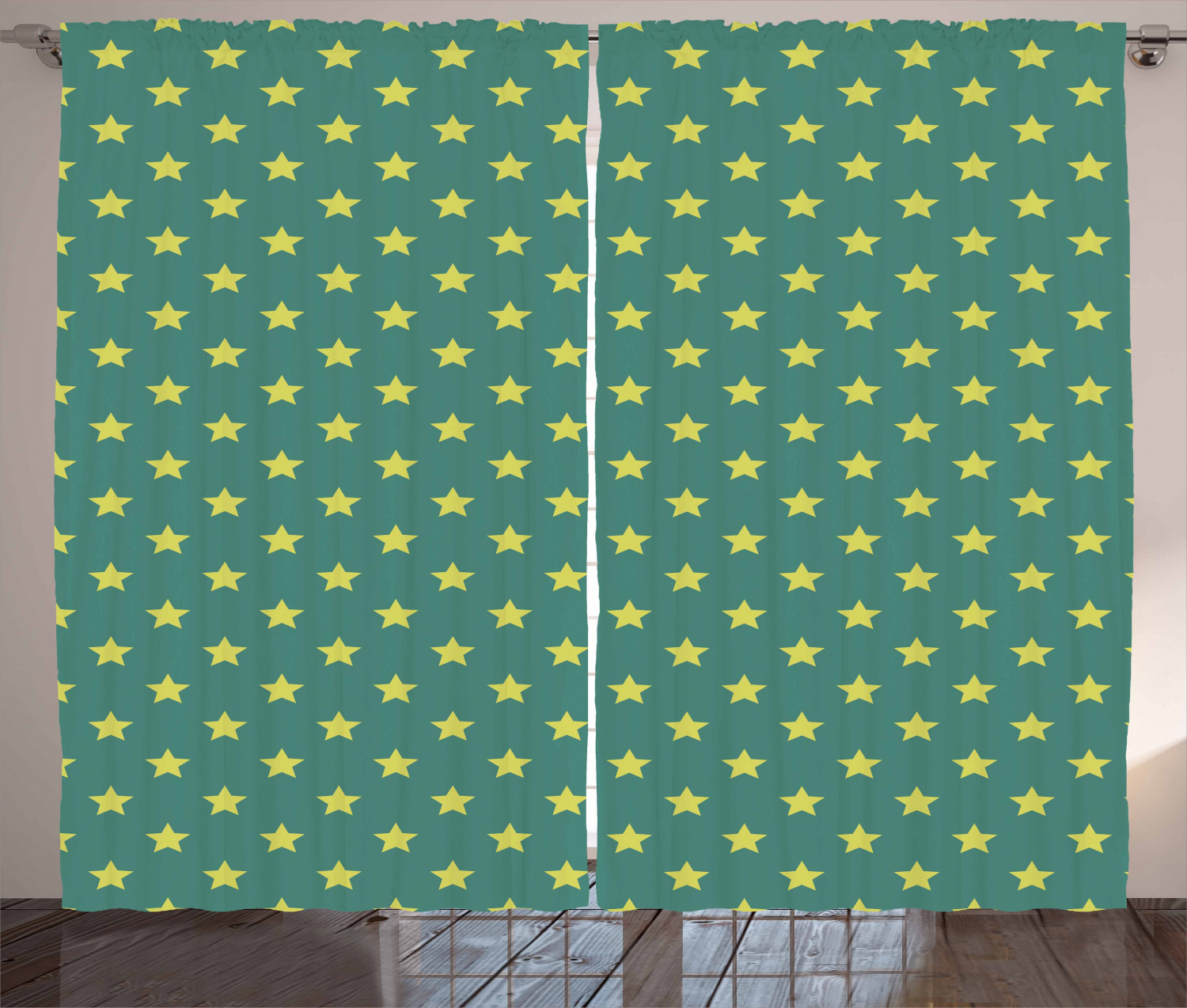 Stars Curtains 2 Panels Set, Vintage Style Geometric Pattern with Star ... - Star Pattern Curtains Apartment Renovation Ideas