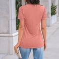 thumbnail image 4 of Women's Short Sleeve Shirts Dressy Lace Summer Tops 2026 Spring Trendy Casual T-Shirts Cute Work Outfits Blouses Pink S, 4 of 5