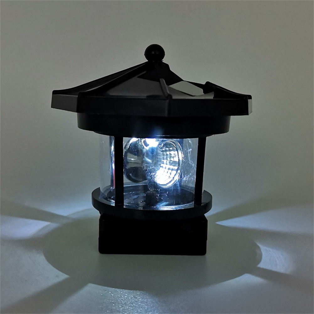 LED Solar Powered Lighthouse Statue 360°Rotating Garden Yard Patio Outdoor Light