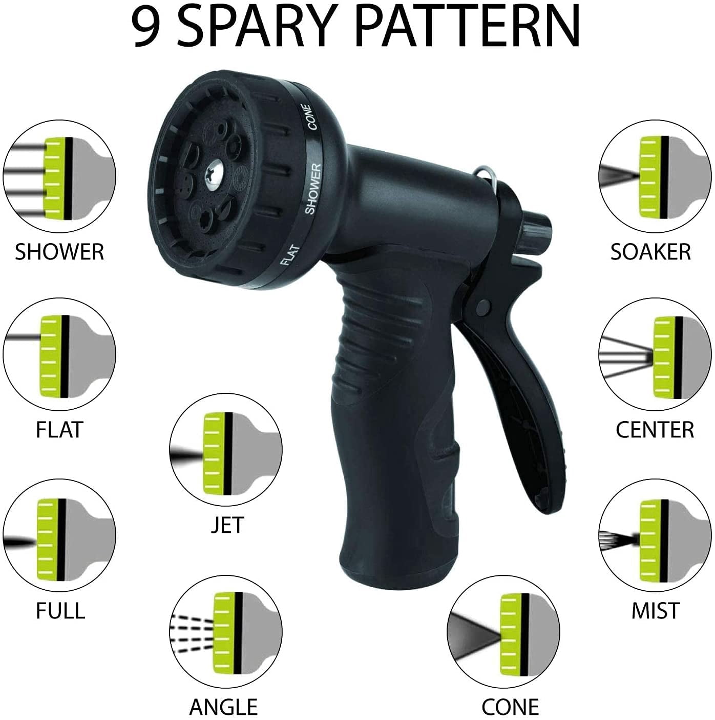 Expandable Garden Hose – 75 FT - with Multi-Pattern Spray Nozzle – Durable, Flexible, Multipurpose (Black)