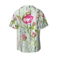 thumbnail image 2 of Daiia Vintage Wood Background with Floral Men's Linen Shirts Short Sleeve Casual Shirts Button Down Shirt for Men Beach Summer Wedding Shirt-Small, 2 of 7