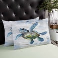 thumbnail image 4 of Teal Blue Turtle Coastal Throw Pillow Cover 20 x 30 Inch Decorative Pillow Cover Vintage Nautical Beach Sea Lumbar Pillowcase Seasonal Rectangle Cushion Case for Couch Sofa Bed Living Room, 4 of 7