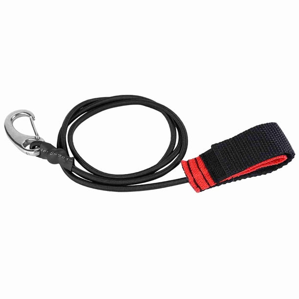 Correa de seguridad elástica para remo de kayak con mosquetón para remar, color negro