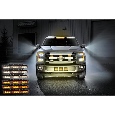 Cordless Led Grill Light - Zone Tech Amber White 54x LED Emergency Service Vehicle Deck Grill Warning Light - 1 set