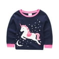 thumbnail image 3 of WIBACKER 2-7T Kids Girls Pajamas 2 Pieces Long Set Cotton Sleepwear Toddler Cartoon Pajamas Unicorn Daily Pjs, 3 of 10