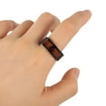 thumbnail image 3 of FRCOLOR Titanium Steel Ring Male Finger Ring Stylish Wood Grain Turtle Pattern Ring, 3 of 7