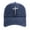 Navy, variant on Womens and Mens Christian Jesus Cross Baseball Cap, Easter Cross Embroidered Adjustable Unisex Dad Hat, Retro Washed Vintage Cotton Curved Brim Baseball Cap for Summer Outdoor and Casual Wear Black