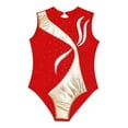 thumbnail image 6 of inlzdz Kids Girls Sparkle Rhinestone Gymnastics Leotard Ballet Dance Bodysuit with Hair Scrunchie Red-B 14, 6 of 7