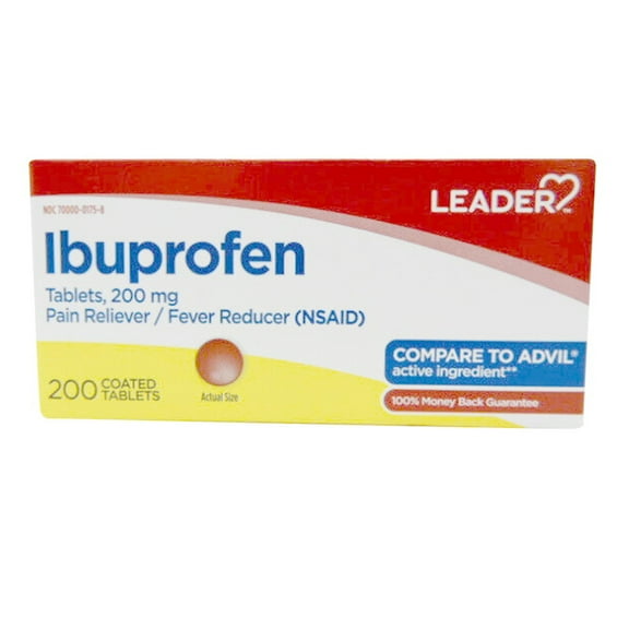 Leader Ibuprofen 200Mg Coated Tablets 200 Count, 1 Ea