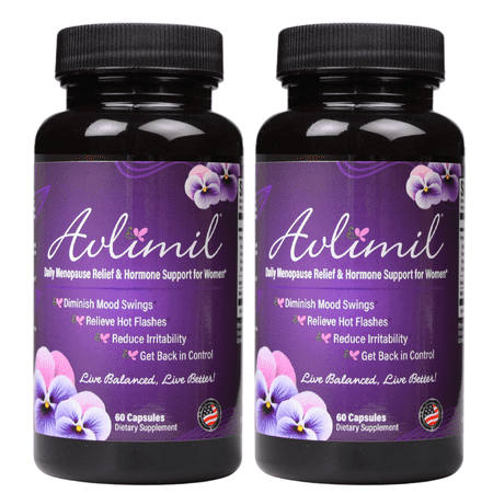 Avlimil® Menopause Support Supplement for Women, Supports Mood, Hot Flashes & Hormone Balance, Contains Organic Ingredients, Non-GMO, Gluten-Free, 60 Capsules, 30-Day Supply, 2 Pack