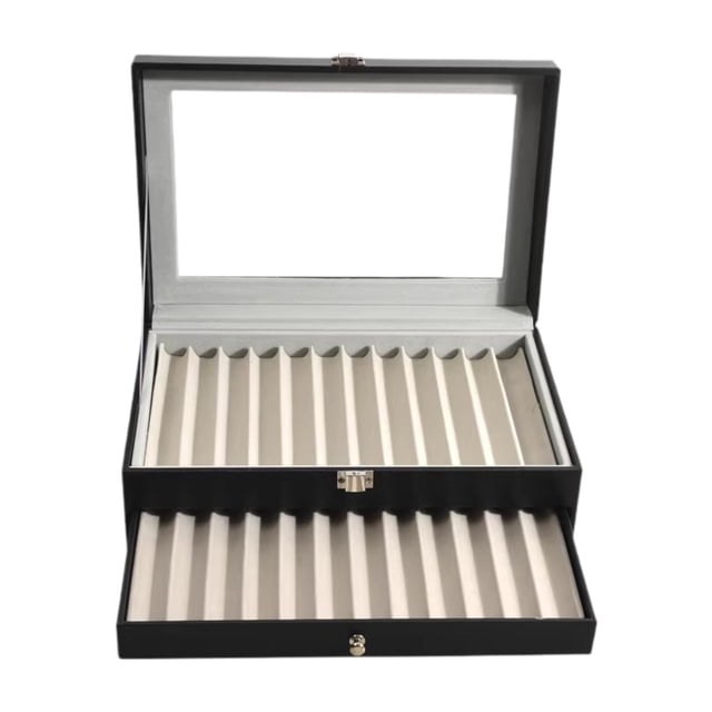 Organizador de joyería de cajas de lápiz Pen Caqueta de recolección de colección portátil multifuncional Caso de recolección de pluma para la cuadrículas gris negro