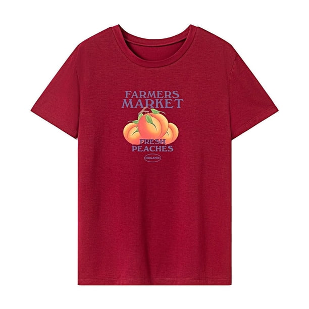Camiseta para mujer, camisa elegante de verano con cuello redondo para desplazarse por la calle, mochilero S