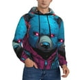 thumbnail image 2 of Goofa Neon Cyberpunk Blue Bear for Men's Hooded Sweatshirt - Lightweight Pullover Hoodie with Kangaroo Pocket, Perfect for Everyday Wear-Medium, 2 of 7