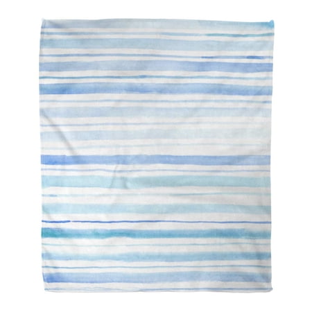 SIDONKU Throw Blanket Warm Cozy Print Flannel Colorful Water Abstract Watercolor Striped Blue Stripes Color Comfortable Soft for Bed Sofa and Couch 58x80 Inches