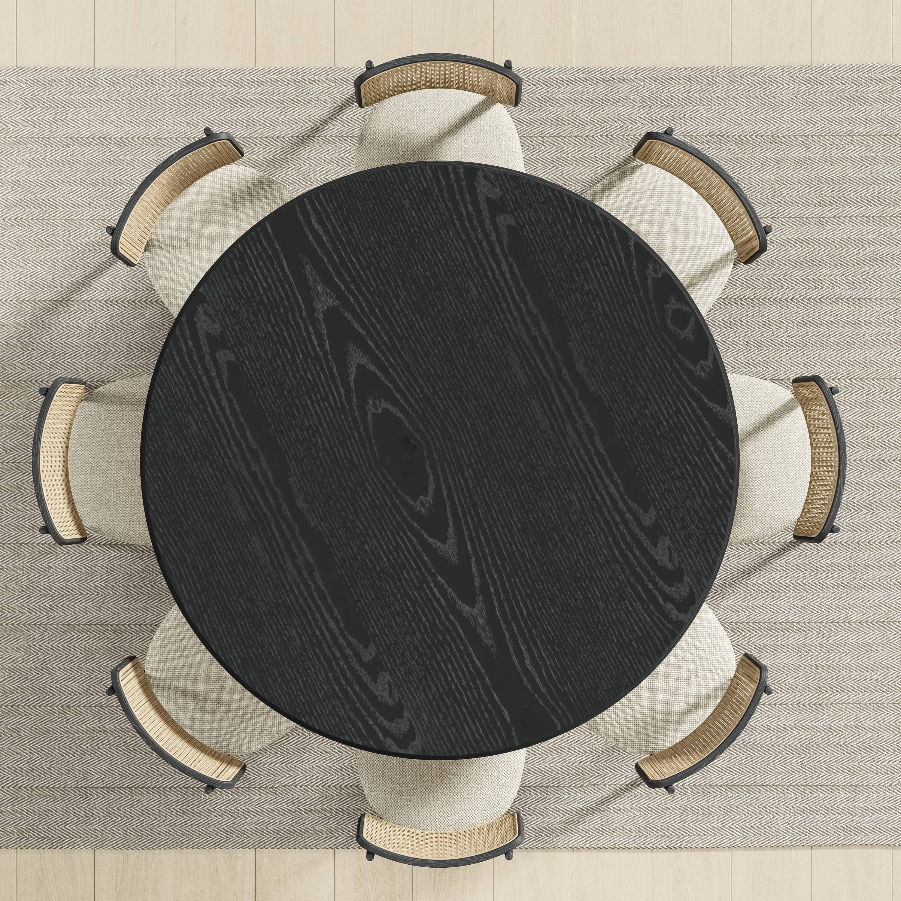 MAYEERTY 60" Round Dining Tables, Mid-Century Dining Table for Dining Room Kitchen, Black