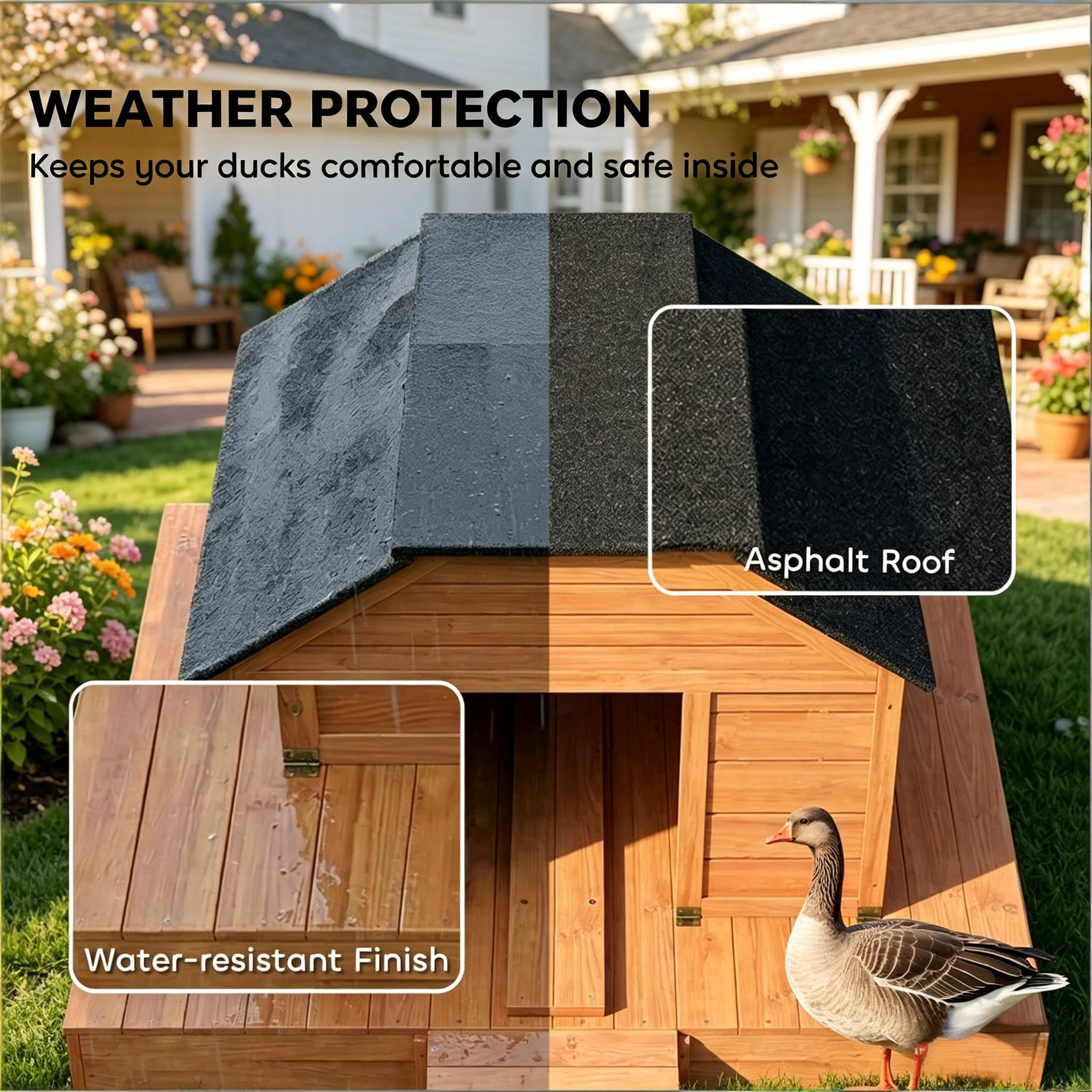 Poultry Cage with Dual Doors,Duck Coop,Outdoor Duck House,Pet House