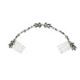 thumbnail image 3 of Diadema con forma de flor y diamantes de imitación para mujer, tocado de novia con peine de doble punta, color plateado, 3 of 7