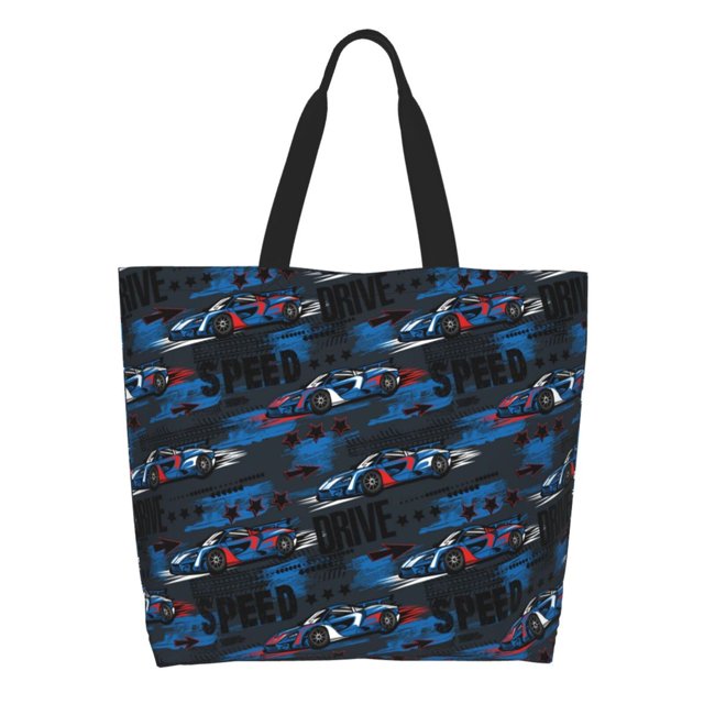 Disketp Blue Sports Car Bolsa Tote Estampada para Mujer, Bolso de Hombro y de Mano para Compras y Viajes