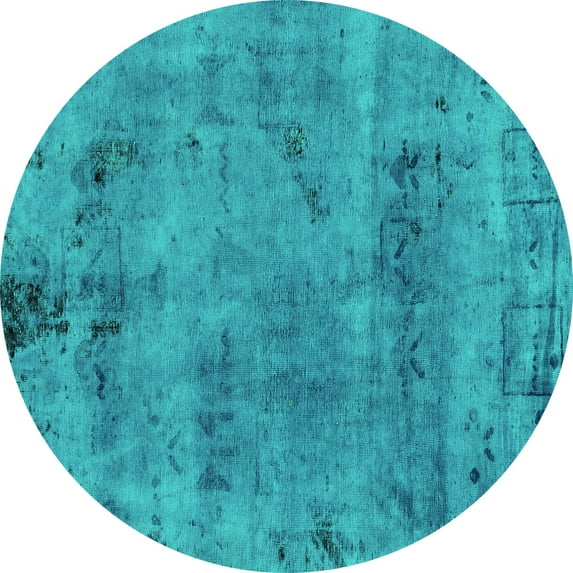 Ahgly Company Indoor Round Persian Turquoise Blue Bohemian Area Rugs, 7' Round