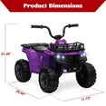 thumbnail image 2 of TROPOW 12V Ride On Toys for Boys,Kids Ride On ATV,4 Wheeler Electric Vehicle for Kids,Battery Powered Quad Toy Vehicle with Music,Horn,High Low Speeds,Led Lights,Electric Ride On Toy,Purple, 2 of 7
