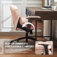 thumbnail image 4 of DOMICARE Criss Cross Chair with Flip-Up Arms, Wide Cross-Legged Office Chair with Wheels, Swivel Vanity Desk Chair, Pink Boucle, 4 of 7