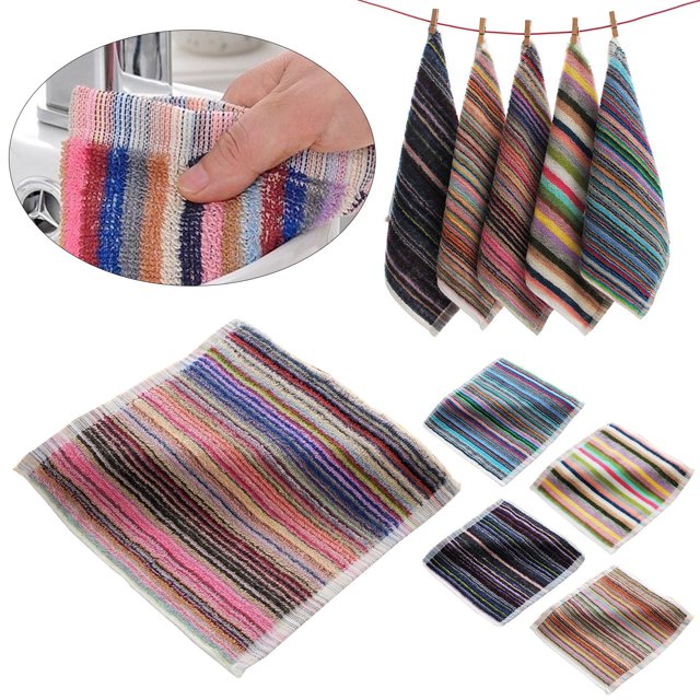 Colorful Striped Cotton Handkerchiefs Multipurpose Square Towels For Kids Kitchen Bar & Home Cleaning