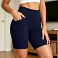 thumbnail image 2 of Hurxie Biker Shorts Women Tummy Control Workout Shorts Women with Pockets High Waisted Yoga Running Gym Compression Dark Blue,S, 2 of 7