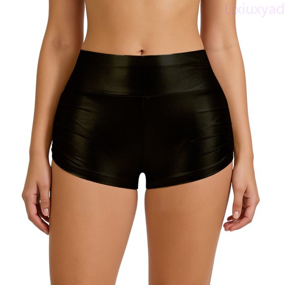 Lixiuxyad Women Shorts Summer Casual Solid Color Faux Shorts For Club Stage Performance And Night Out Party Hot Sizes S-2XL,Black