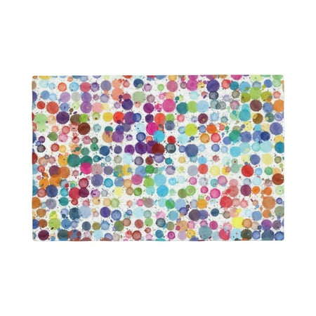 

Table Placemats Set of 6 - Colorful Watercolor Dots 12x18 In Faux Linen Double Heat Resistant Place Mats Cloth Indoor/Outdoor Placemats Washable Table Mats for Dining Kitchen Party