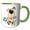 Green/White, variant on 3drose, Cool Funny Cute Happy Hound Dog Playing Soccer Cartoon, 11oz Two-tone Red Mug
