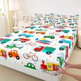 thumbnail image 3 of Manfei Colorful Cartoon Cars Twin Sheet Sets,Modern Aircraft Aitplane Twin Fitted Sheet,Cute Multicolor Stars Flat Sheet For Boys Girls,Super Cozy Room Decor,3pcs, 3 of 7