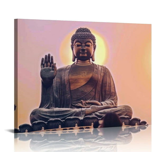 Patifu Large Buddha Wall Art Buddha Stone Canvas Prints Oil Painting HD Pictures Wall Pictures for Living Room Home 20x16in