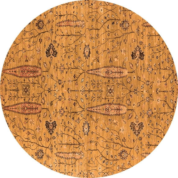 Ahgly Company Indoor Round Oriental Orange Industrial Area Rugs, 6' Round