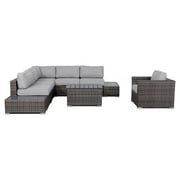 Living Source International 9-Piece Sectional Set plus Cushions in Espresso