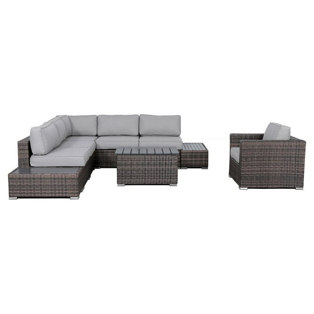 Living Source International Ensemble Sectionnel 9 Pcs plus Coussins en Espresso