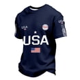 thumbnail image 3 of Glisme 698Th Anniversary Men'S Tops American Flag Letter Print Short Sleeve Crew Neck Shirt Summer Independence Day Comfortable Men T Shirt Size L Navy, 3 of 6