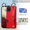 thumbnail image 2 of Allytech Wallet Case for Samsung Galaxy A12, [Card Slot] [Ring Buckle] [Adjustable Wristband with Snap Buckles] Premium PU Leather Kickstand Shockproof Case Cover for Women Men - Red, 2 of 10