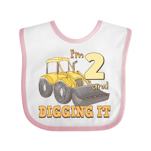 Inktastic I'm 2 and Digging It Bulldozer Boys or Girls Baby Bib