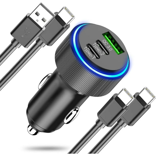 USB C Car Charger, 66W Cigarette Lighter Plug Adapter with 2x USB