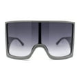 thumbnail image 2 of Womens XL Oversized Curved Shield Low Temple Huge Rectangle Sunglasses Grey - Smoke, 2 of 4