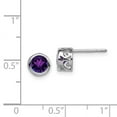 thumbnail image 2 of 925 Sterling Silver Polished Amethyst Round Post Earrings 7x7mm Wide Stud Earring for Women, 2 of 2